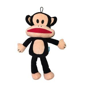PAUL FRANK Plush Monkey Crinkle Squeak 12" Dog Toy Black Beige